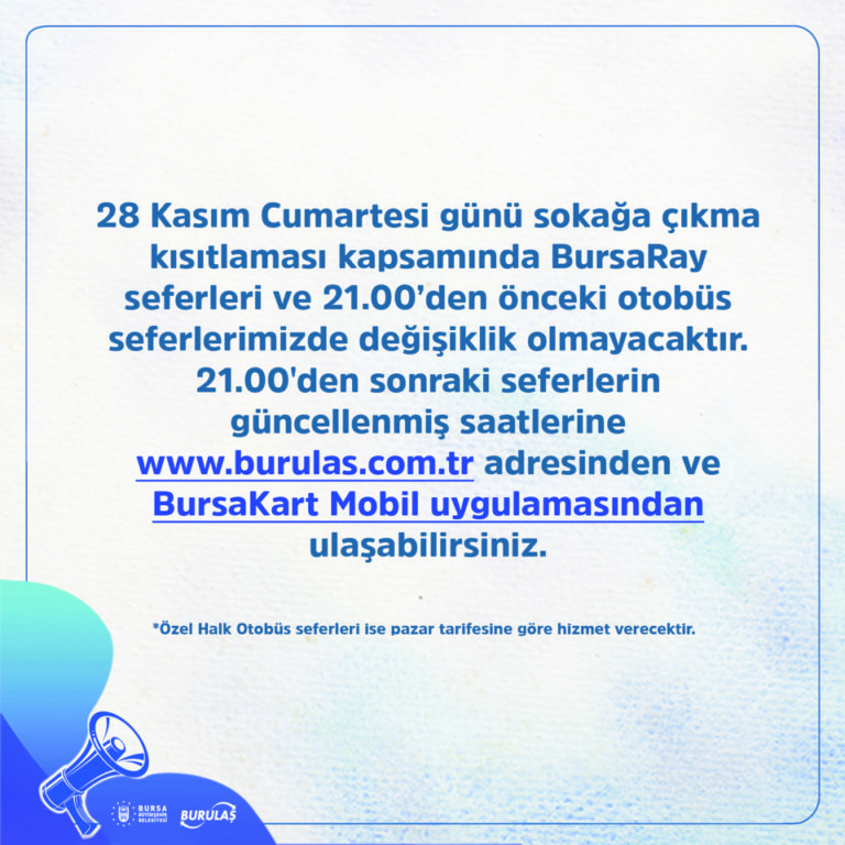 Bursa’da otobüs ve metro seferleri için düzenleme
