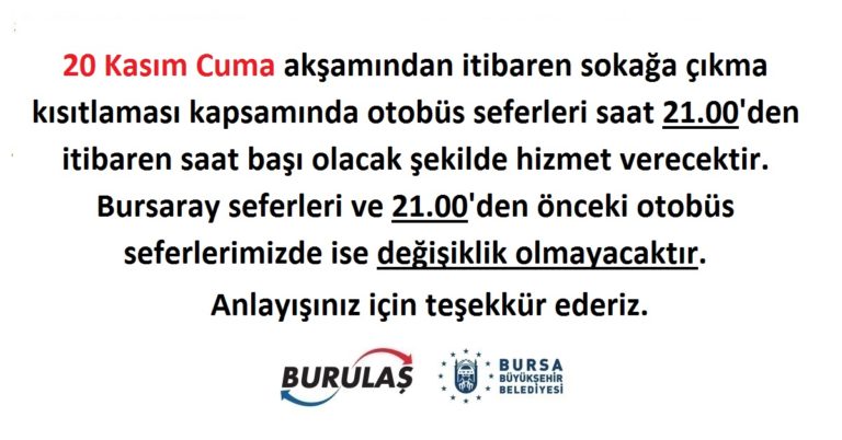 Bursa’da otobüs ve metro seferleri için açıklama