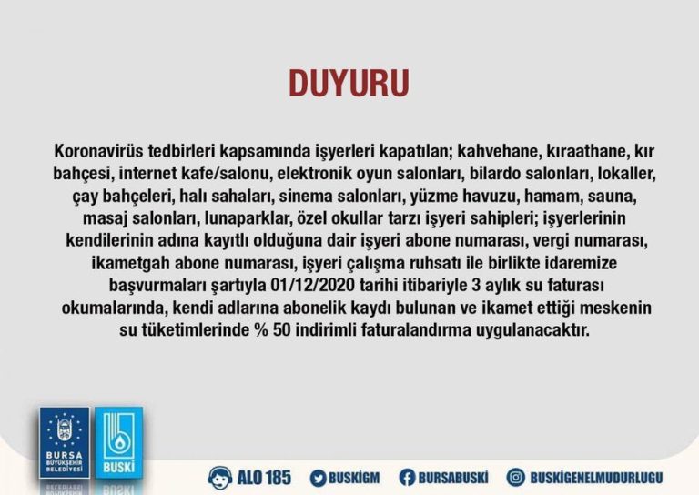 BUSKİ’den esnafa müjde…